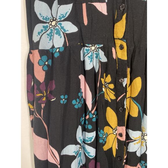 Who What Wear Dress Size 2X Black Floral Shirt Dress Sleeveless Dark Romantic - Picture 3 of 12